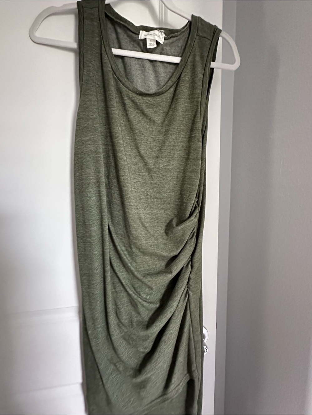 Treasure & Bond Olive Green Sleeveless Ruched Tank Dress